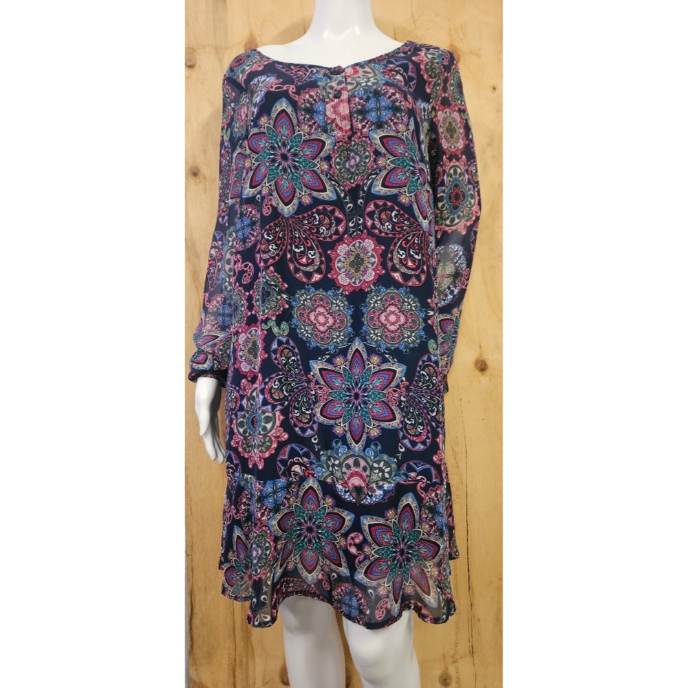 Clock House Floral Multicolor Long Sleeve Dress, Flowie, 44, GUC ✔️